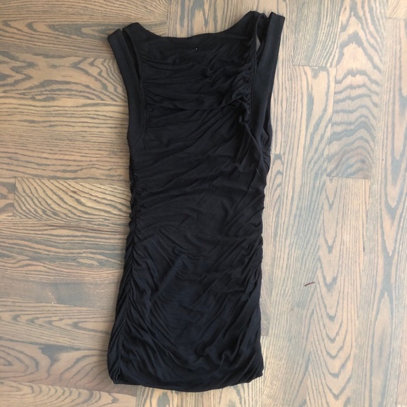 Black Ruched Tank Top with Double Straps - Picture 3 of 3